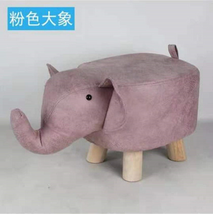 Adorable cartoon animal-themed tech fabric small stool, shoe-changing stool, children's stool, small stool, sofa advertising low stool, solid wood stool