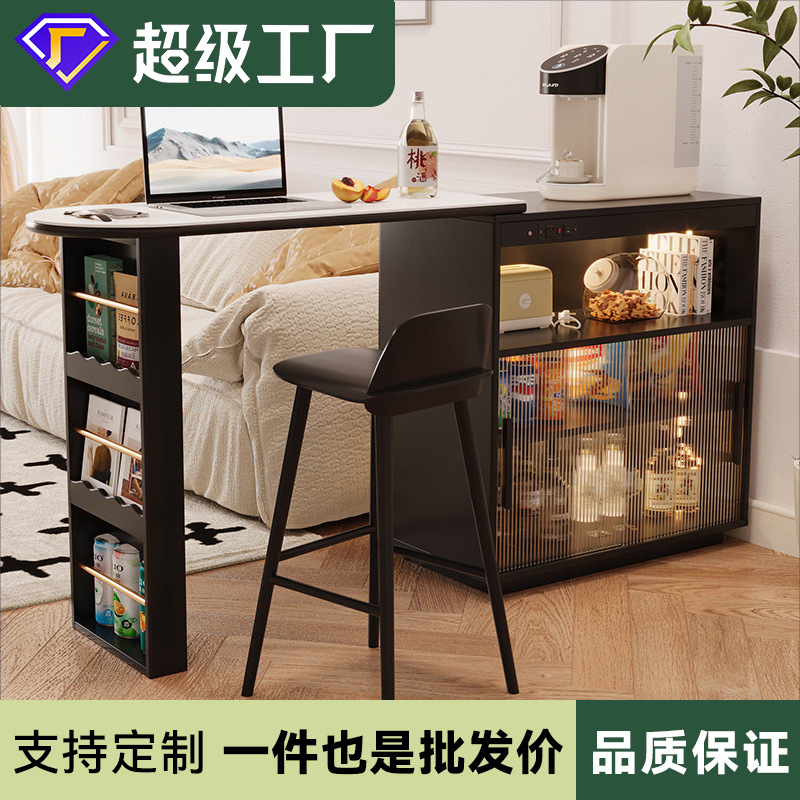 Bar table home solid wood modern simple partition bar integrated living room small apartment mid-island table retro style cabinet