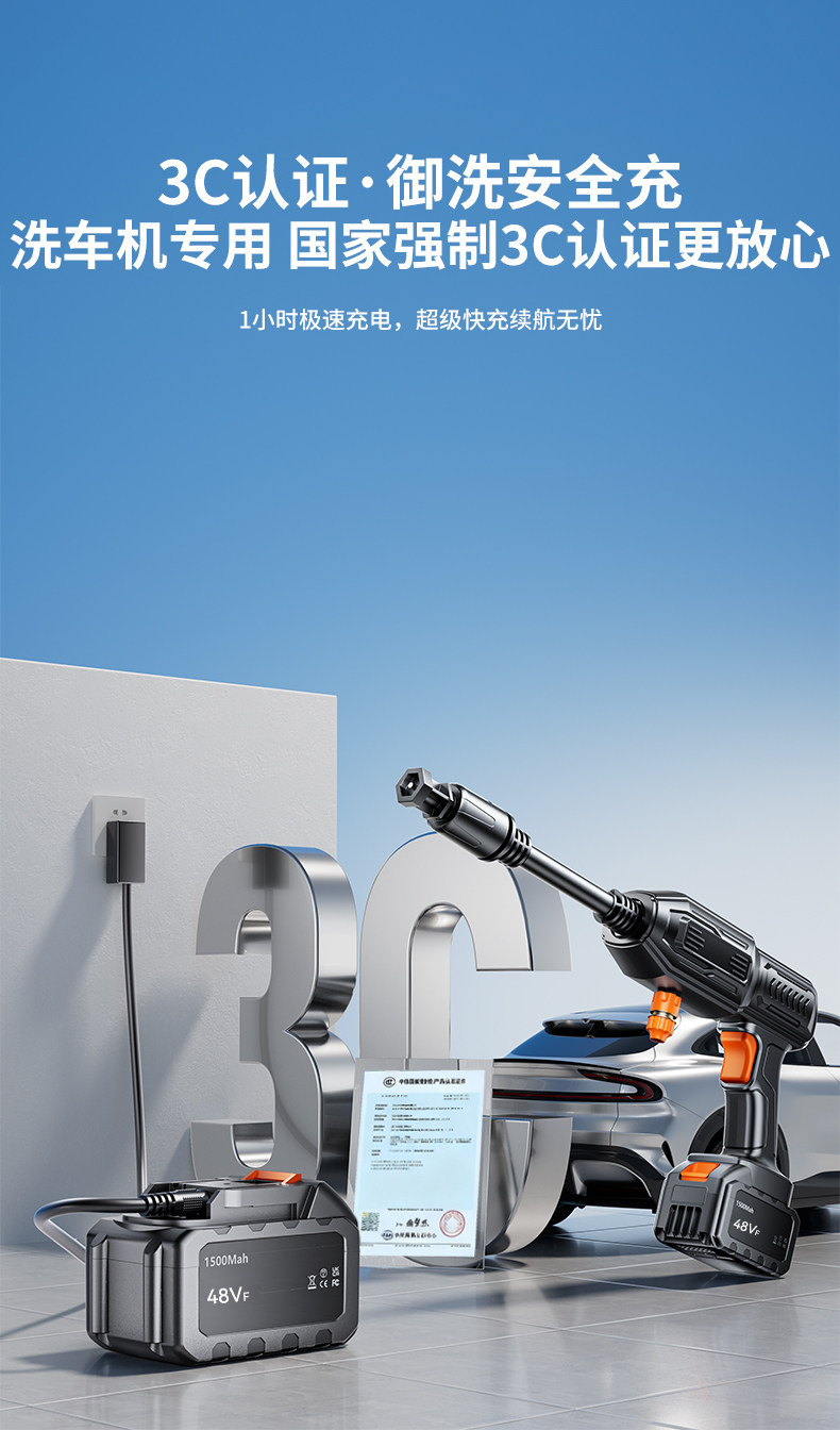 Household Pressure Washer with Wireless Lithium Battery, High-Pressure Water Gun for Car Washing, Floor Cleaning, and Powerful Glass Cleaning Machine Wholesale
