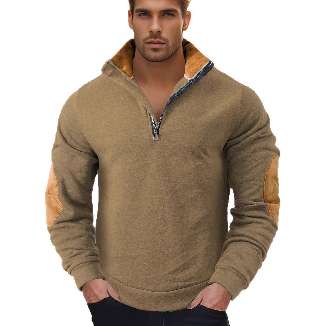 Nuevo transfronterizo primavera y otoño estilo europeo y americano hombre bordado casualidad al aire libre collar de manga larga gruesa suéter hombre