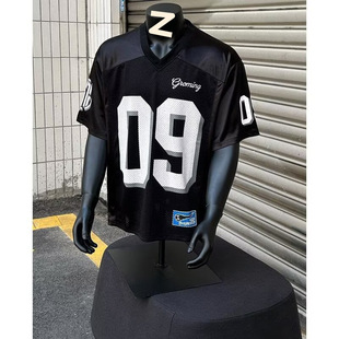 Retro Jersey Short-Sleeved T-Shirt Women's Sports Casual Loose Versatile American Street Digital Printing Design Top