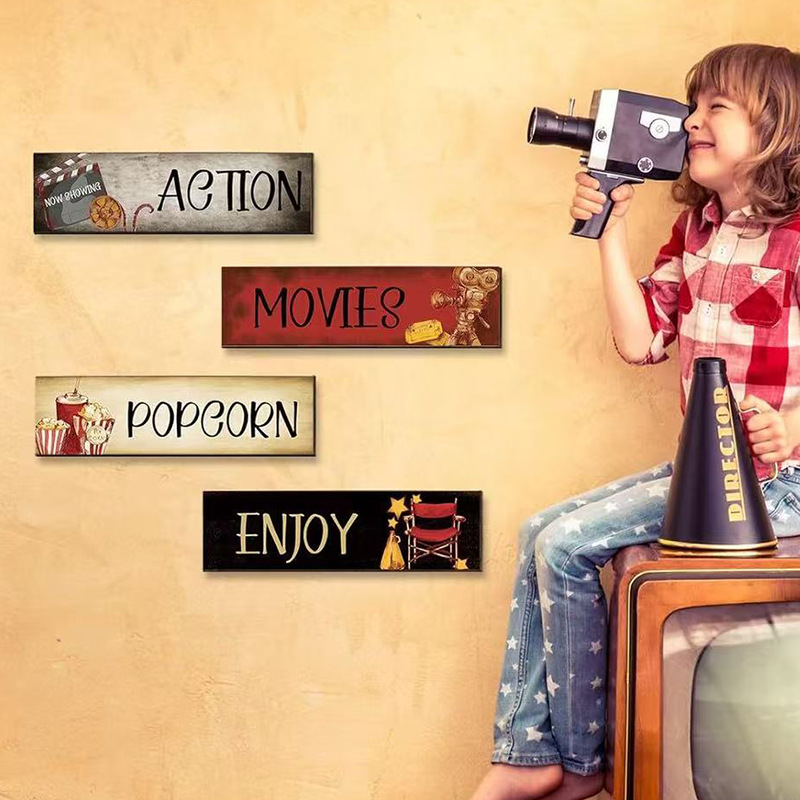 [4개 팩] 나무 장식 걸이 사인 04