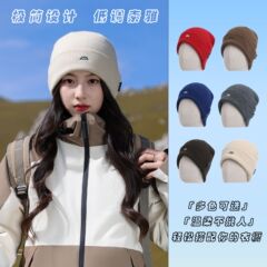 日系山系简约刺绣堆堆帽男女同款冬季户外出行滑雪百搭保暖毛线帽
