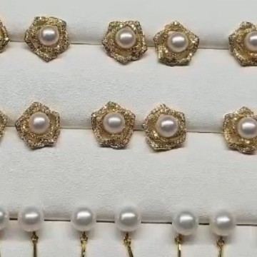 ZHUJI 담수 진주 귀걸이 입체 지르콘 로즈 귀걸이 한국 스타일 귀걸이 여성..