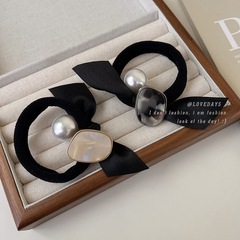 珍珠蝴蝶結髮圈頭繩2023新款醋酸橡皮筋扎頭髮時尚感皮套簡約氣質