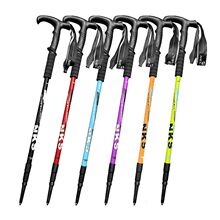 户外登山杖弯柄手杖登山徒步爬山杖多功能铝合金伸缩登山棒