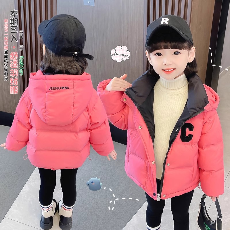 Chaqueta acolchada de algodón para niñas, estilo nuevo invierno 2025, abrigo de algodón grueso con forro polar elegante para niños, ropa de invierno, prenda exterior de algodón.