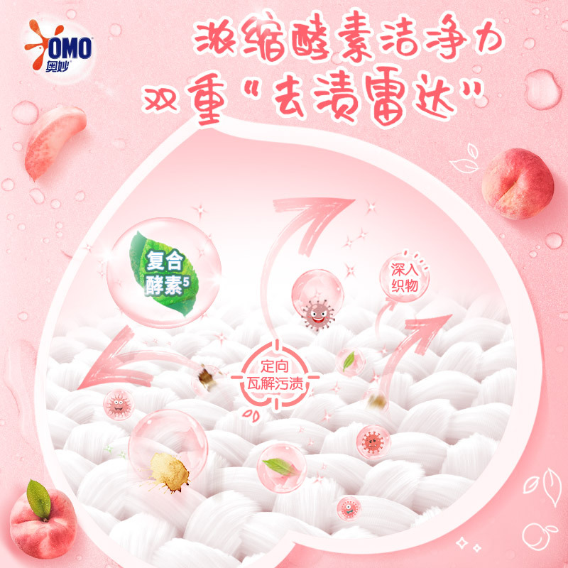 Omo Laundry Beads 50 Cherry Blossom Sweet Fragrance White Peach Color Protection White Tea Rainbow Sterilization and Mite Removal Labor Insurance Wholesale