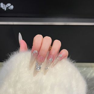 Pure Hand-worn Armor High-grade Nude Cat's Eye Flash Zircon Broken Diamond Nail Art Patch Removable Nail Pieces New Style