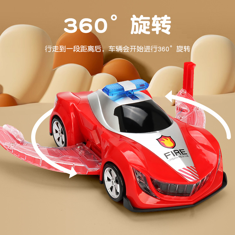 Tiktok misma deformación eléctrica policía coche música luz truco giratorio universal camión de bomberos juguete para niños al por mayor