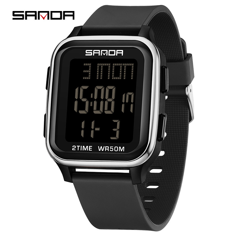 Sanda reloj electrónico de moda de estudiantes de secundaria secundaria, reloj multifuncional, reloj despertador, reloj electrónico de pantalla única