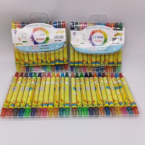 Cartoon Pikachu rotating crayon 12-color primary school student painting crayon does not dirty hands 12-color rotating crayon oil paint brush