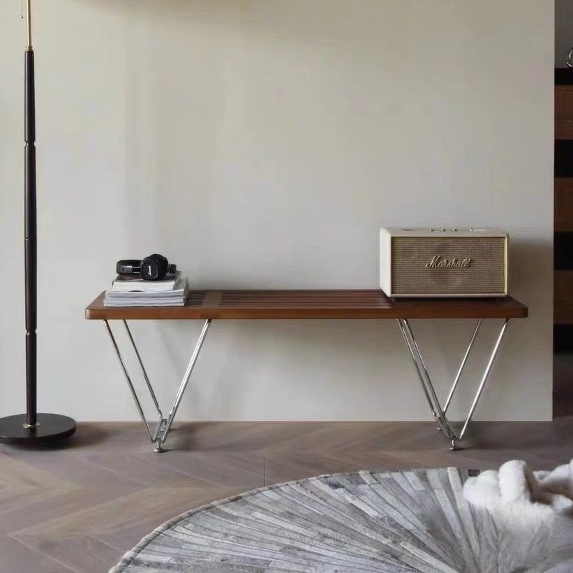 Nordic solid wood long bench, vintage home dining table bench, entryway shoe changing bench, bedroom dressing room end-of-bed bench