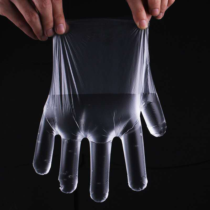 Guantes desechables para comer alimentos para comer langosta barbacoa espesar plástico transparente a prueba de aceite PE guantes desechables