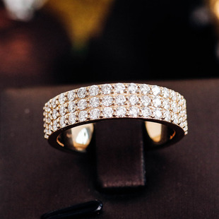 18k Gold Cultivated Diamond Small Broken Diamond Round Small Stone Full Diamond Ring Stacked with Rai Diamond Couple Ring Factory Outlet