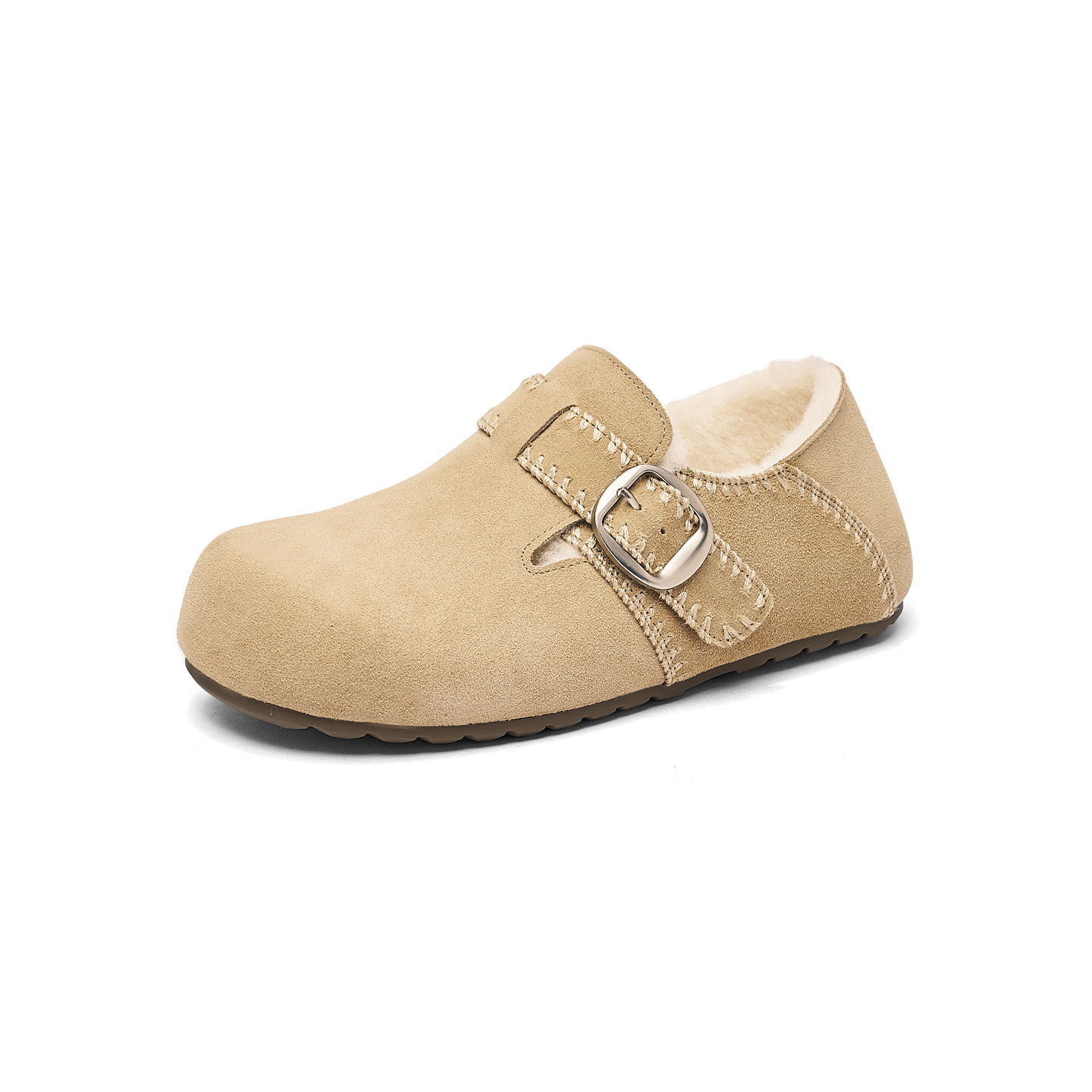 Augu Lion Dengjia veludo Boccan zapatos de mujer 2025 nuevo invierno suela gruesa un pie todo incluido botas de nieve de peluche zapatos de algodón