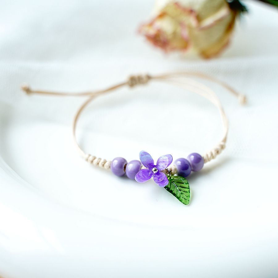 thumbnail image 1 of La nueva pulsera dulce de osmanthus más vendida de la temporada, diseño de nicho para niñas, pulsera de hadas Mori, punto de marea femenino 159A púrpura, 1 of 2
