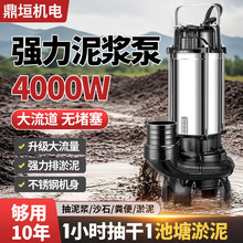 泥浆泵抽泥沙池塘清淤抽粪220v家用不锈钢无堵塞淤泥泵切割式污水