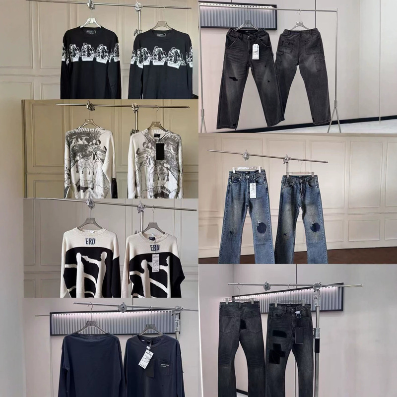 ERD American-style jeans for wealthy young people, vintage sweaters, men's and women's flared ripped casual suits wholesale ERD American-style jeans for wealthy young people, vintage sweaters, men's and women's flared ripped casual suits wholesale