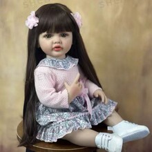 跨境长发全胶55cm重生娃娃搪胶玩具礼品小公主生日礼物一件代发