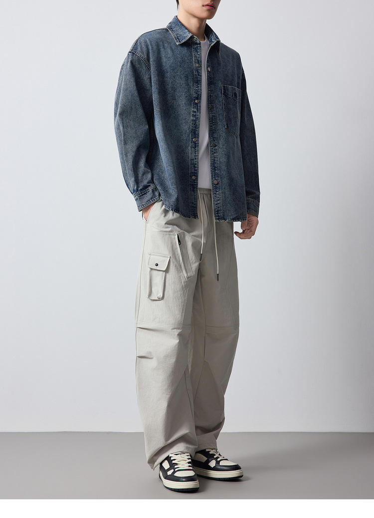 Áo khoác denim nam phong cách Mỹ, thêu họa tiết, kiểu dáng cổ điển — màu xanh nhạt chi tiết 19