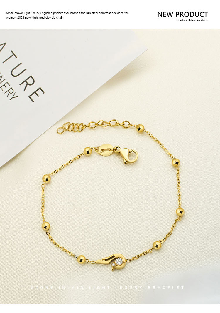 Bracelets Classification Lady Flower Titanium Steel Zircon Bracelets In Bulk
