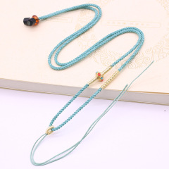 古法民族風鑲嵌寶石吊墜diy配飾吊墜項鍊隔珠沙金配件編織繩批發