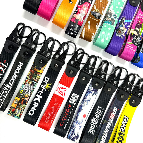 JDM Car Modification Anime Digital Printing Eagle Beak Connector Keychain Bag Hook Key Ring Ribbon