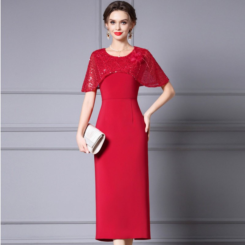 Zhili Slightly Plus-Size Long Dress for Important Occasions, 2026 New Summer Red Banquet Slimming Dress, Plus Size Zhili Slightly Plus-Size Long Dress for Important Occasions, 2026 New Summer Red Banquet Slimming Dress, Plus Size