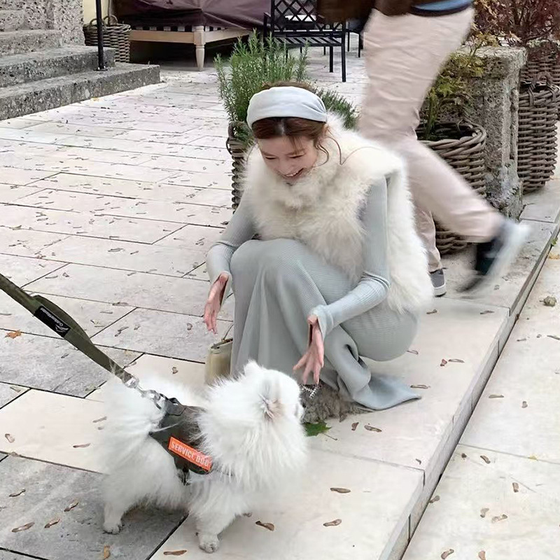 In-Stock New Model High-End Luxury Faux Cashmere Eco-Friendly Fur Vest for Women, Short Fluffy Coat