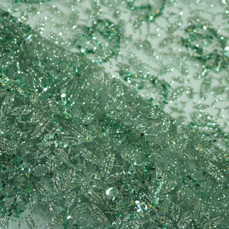 2024 nuevo hilo de malla hexagonal tela de malla hecha a mano polvo fino semilla de melón doble vestido de boda tela