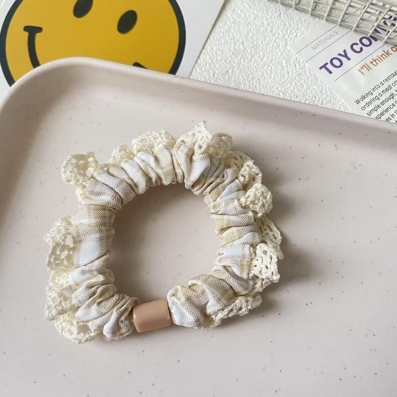 学院风格纹蕾丝花边小肠发圈女绑丸子头皮筋马尾发绳韩版扎头绳|undefined