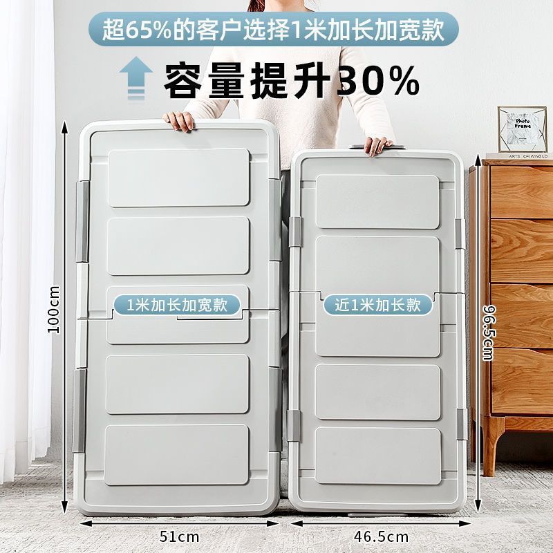 ベッド下収納ボックスプラスチック特大衣類キルト収納ボックスおもちゃ本整理ボックス滑車付き|undefined