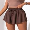 Women's Plain Drawstring Waist 2 in 1 Skort Cute Gym Clothes|ms