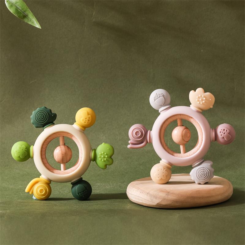 Bosque patrón mordedor bebé mordedor palo de silicona bebé mordedor juguete calmante hervida anti-comer mano artefacto