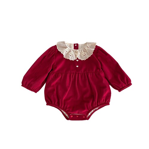 ins baby clothes winter clothing red velvet warm baby New Year's clothing romper clothing 100th birthday bag fart clothing winter