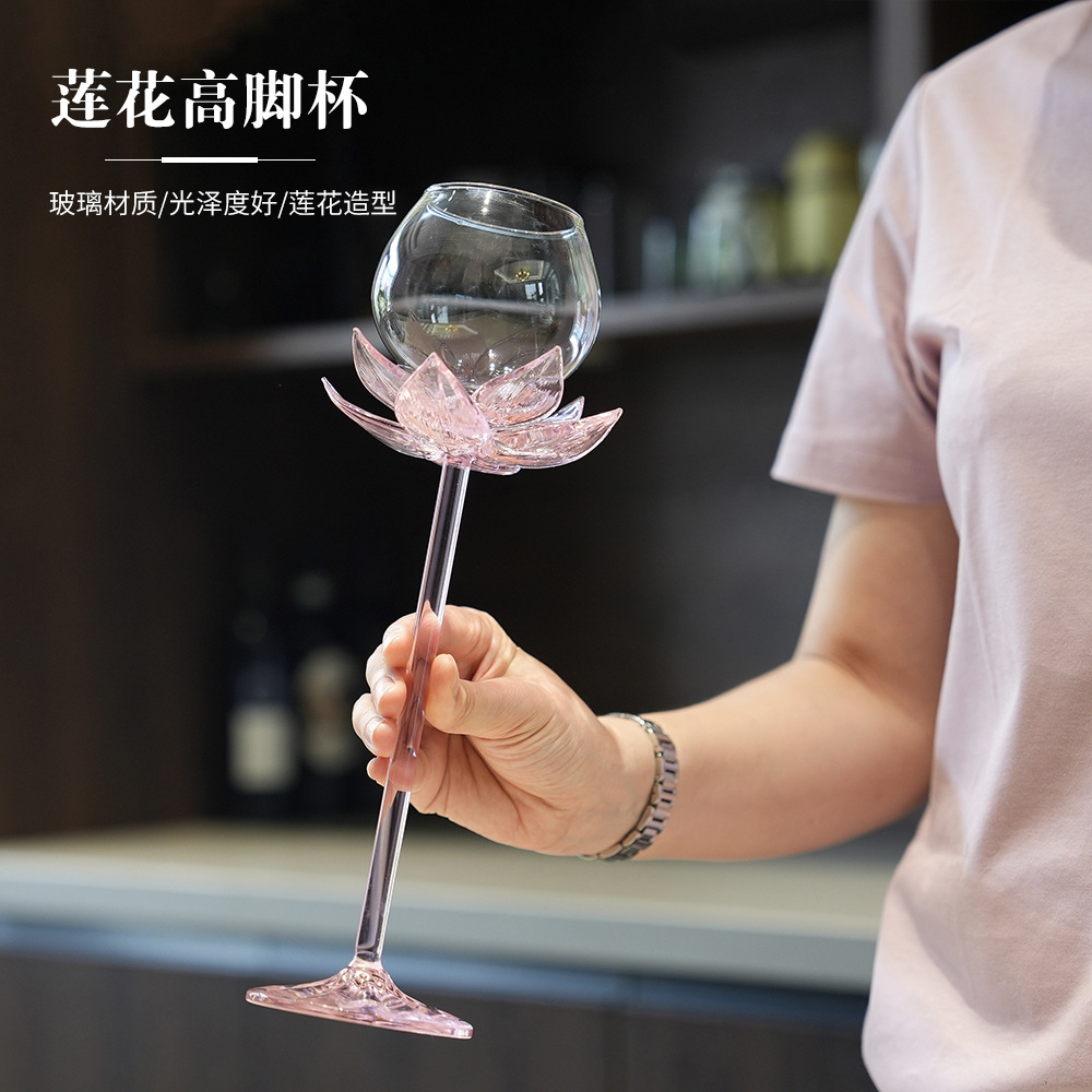 Vaso de flor de loto de celebridades netas Vaso de vino tinto de vidrio de borosilicato creativo retro Vaso de cóctel de alto valor