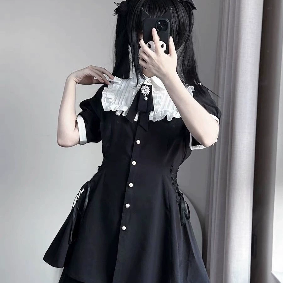 Летнее женское платье в японском стиле JK с рюшами и бретельками в студенческом стиле, новый дизайн с коротким платьем молодежной принцессы.