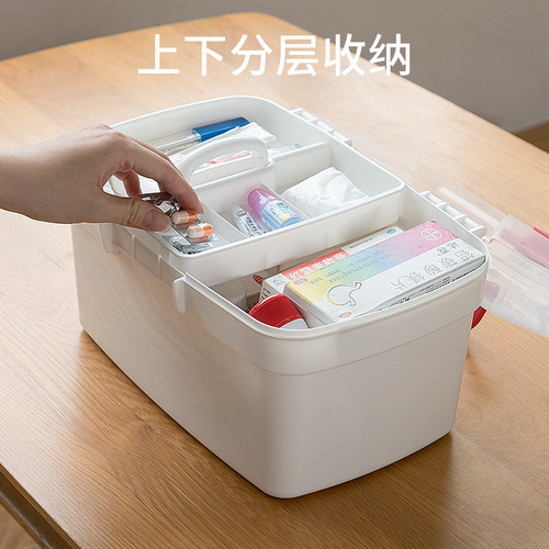 Medicine box household plastic multi-layer storage box portable first aid box medicine box manufacturer wholesale printable logo
