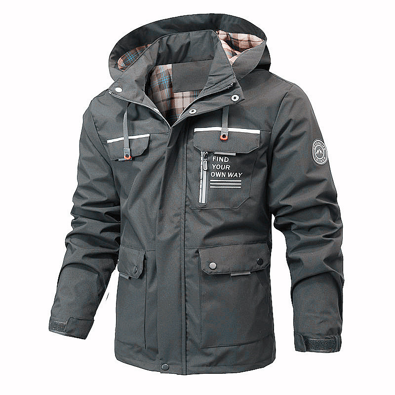 Giacca a vento leggera con cappuccio da uomo – Giacca da esterno impermeabile per escursionismo e viaggi (blu navy, nero, verde oliva, rosso, grigio, bianco, arancione)_voghion.com