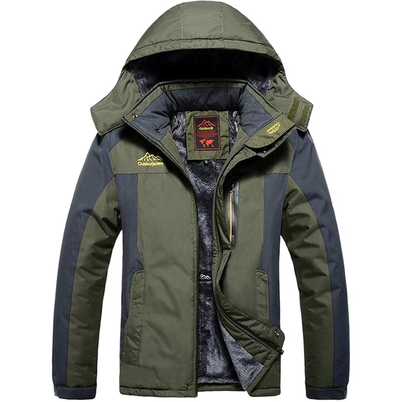 Outdoor Jacket Large Size Men's Outdoor Fishing Clothing Winter Windproof and Cold-Resistant Fleece-Lined Thickeneded Mountaineering Clothing Jacket for Men