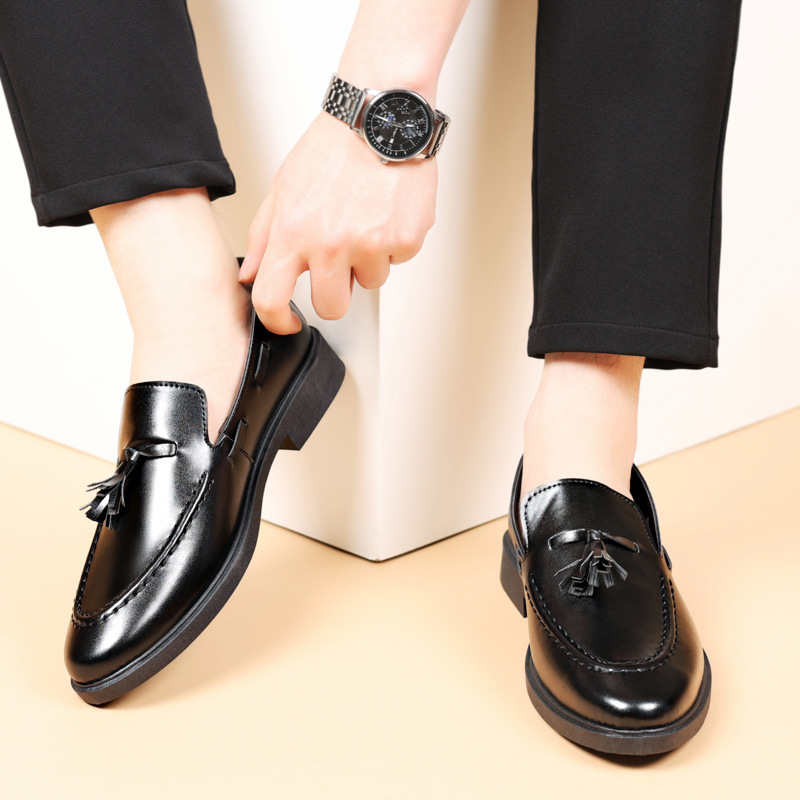 Autumn Tassel Leg Loafers All-match Youth Suit Peas Leather Shoes Men's Korean British Men's Shoes Best Man Shoes Trendy