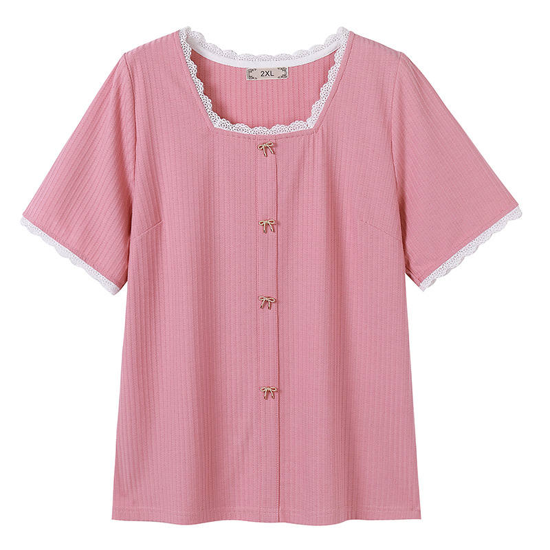 Talla grande mujer gorda mm manga corta camiseta verano 2025 nuevo 200 jin suelto máscara delgada cuello cuadrado top floral pic 14