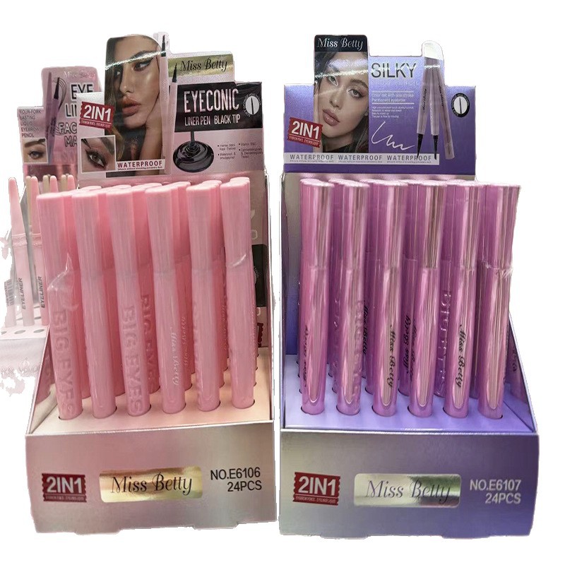 MissBetty nuevo cross-border doble cabeza cuatro patas lápiz de cejas lápiz de ojos delineador 2 en 1 impermeable duradero 2IN1 lápiz de maquillaje