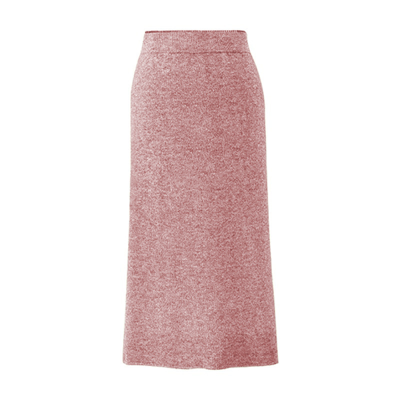 Wool skirt women's autumn and winter 200kg knitted hip wrap skirt long high waist size thick split one-step skirt