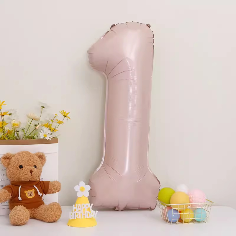 40inch アルミフィルムデジタルバルーン ベビーブルーピンク 女の子の誕生日シーンの装飾 ベビー123歳の誕生日の装飾|undefined