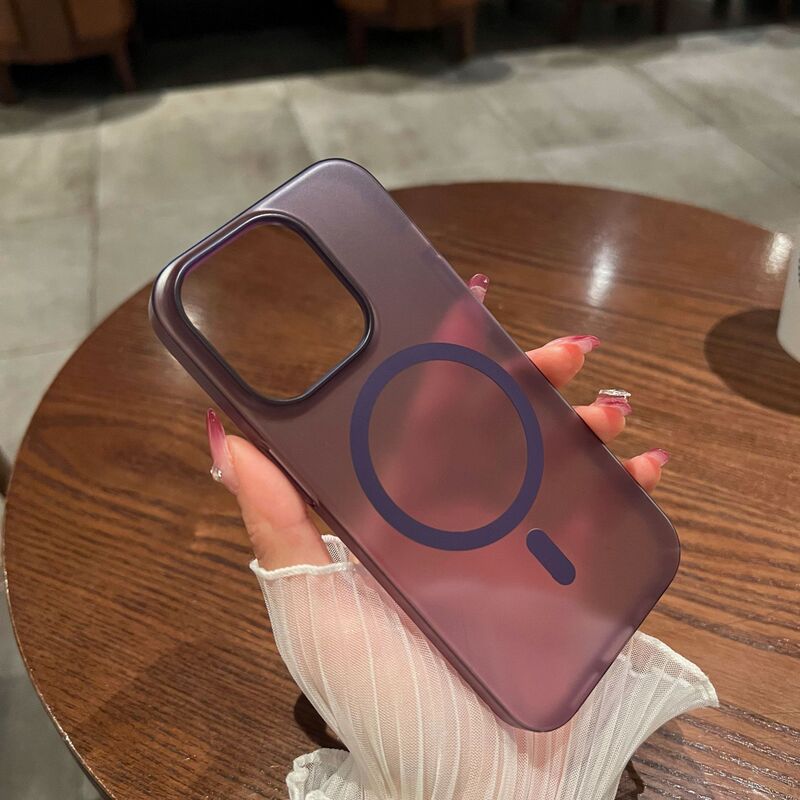 冰雾超薄磨砂磁吸适用iPhone16手机壳大孔防摔半透苹果15肤感硬套|undefined