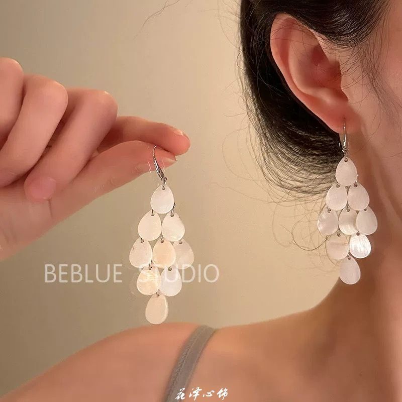 精致女主~法式浪漫珍珠流苏耳钉女设计感高级耳环独特耳饰配饰|undefined