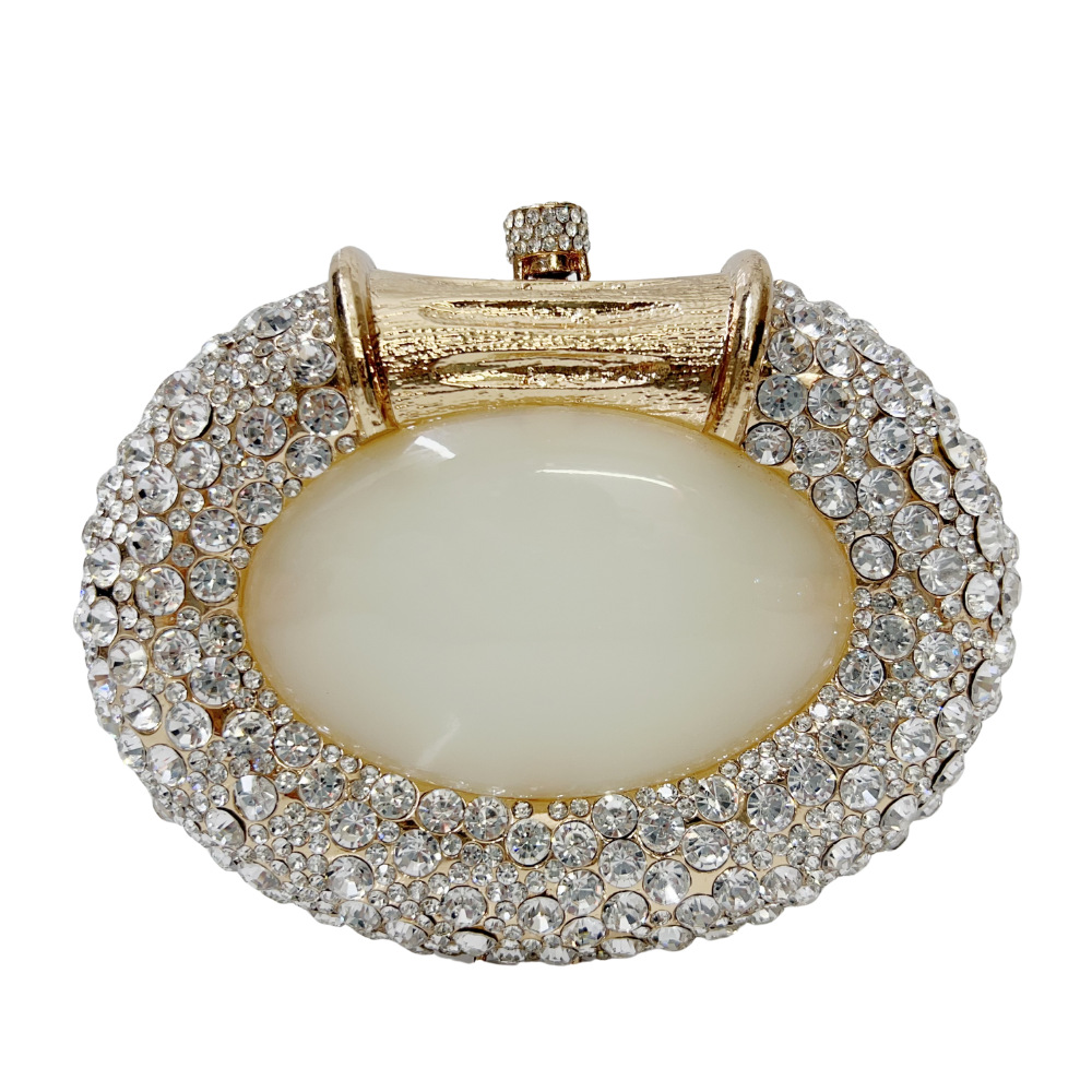Nuevo huevo de ganso transfronterizo bolsas de cena de diamantes bolsas tridimensionales bolsas de mano de diamantes completas para banquetas europeas y estadounidenses embrague nuevo blanco dorado