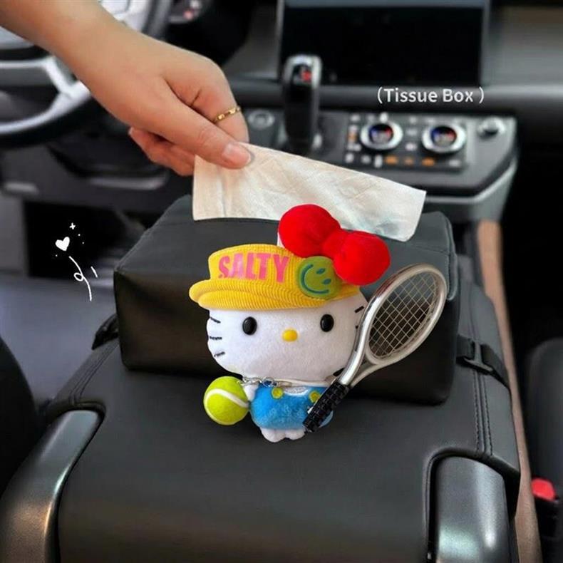 Car Tissue Box for Women, Cute Kt Car Tissue Holder, Hanging Seat Back Bowknot Car Decoration